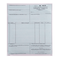 Certificat d'origine en français (formule A)