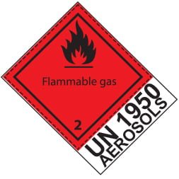 Etiquette de danger 10×10 cm en rouleau, classe 2.1 avec code UN