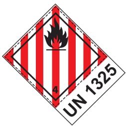 Etiquette de danger 10×10 cm, classe 4.1, solide inflammable avec code ONU
