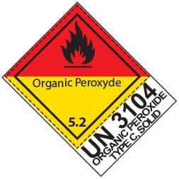 Etiquette de danger 10×13,3 cm en rouleau, classe 5.2 avec texte code ONU
