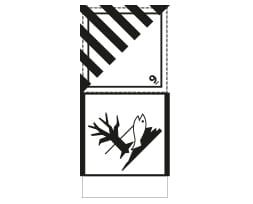 Etiquette de danger combinée classe 9 et dangereux pour l'environnement UN 3082 & UN 3077