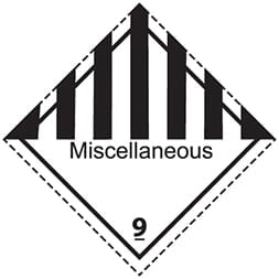 Etiquette de danger 10×10 cm en rouleau, classe 9 avec texte Miscellaneous