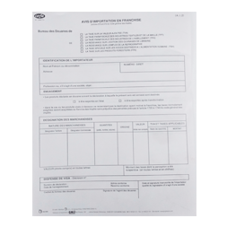 Formulaire avis d'importation (A.I.2)