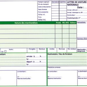 carnet de lettres de voiture nationales