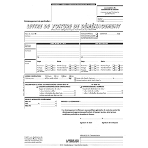 Liasse de lettres de voiture de déménagement 5 feuillets